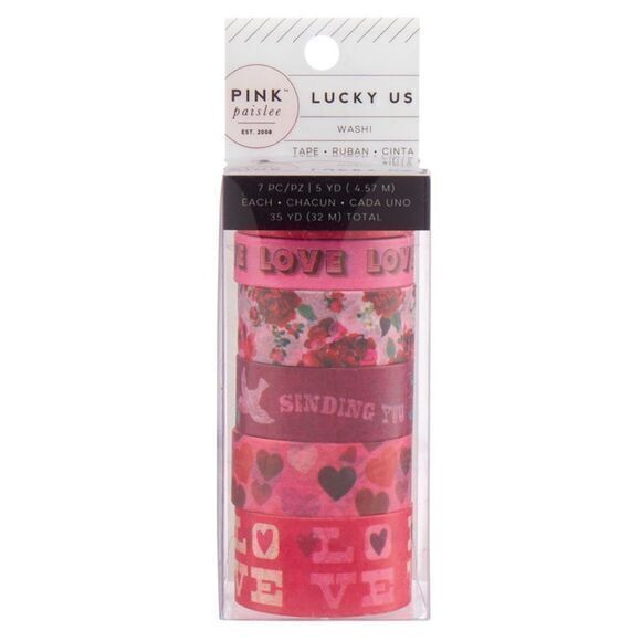 NWT Pink‎ Paislee 7 Count Valentines Washi Tapes - Picture 1 of 6